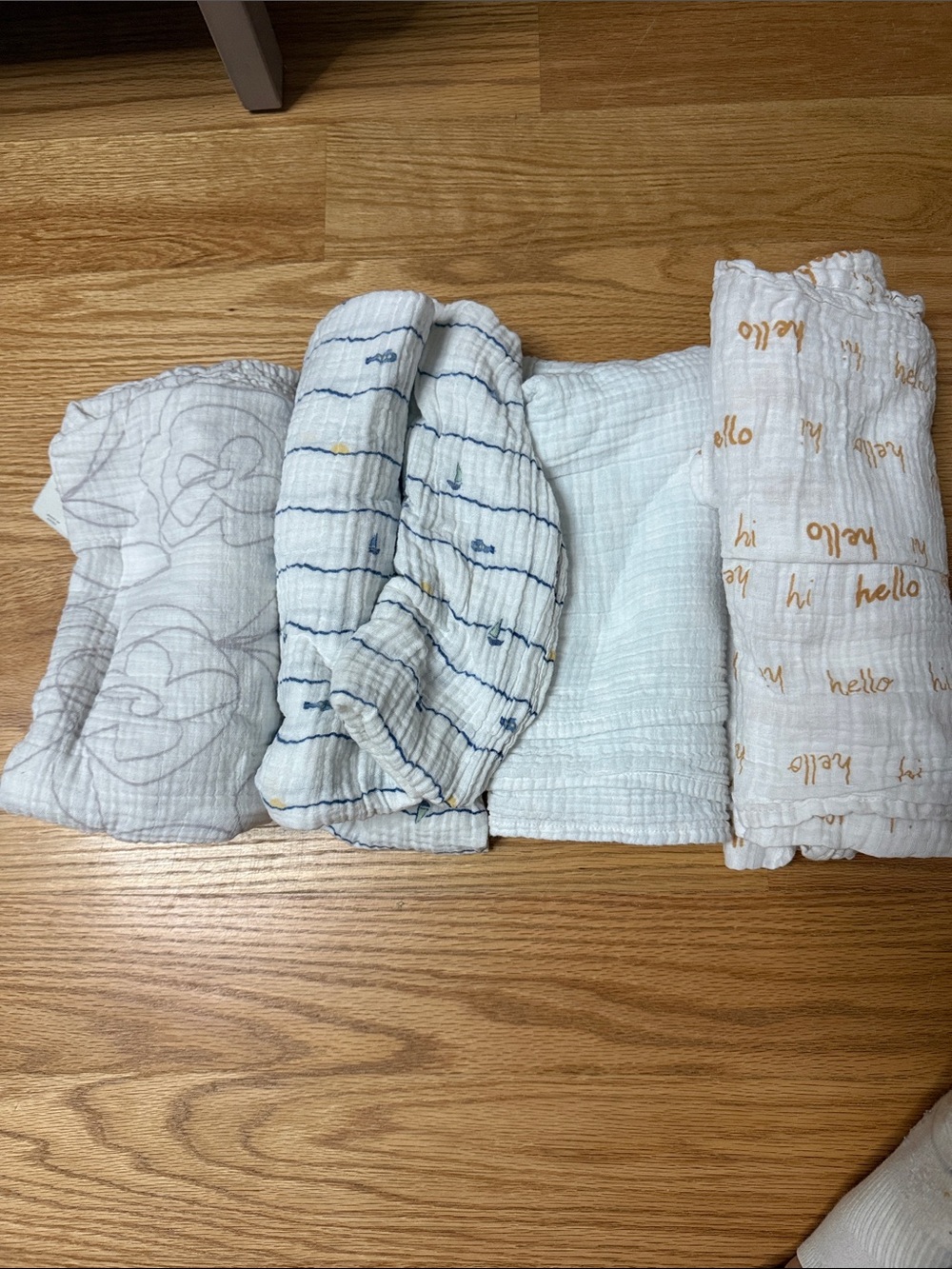 cloud island Muslin Swaddle Set - White, Blue, Tan